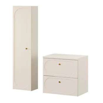 Set mobilier baie Donna Sand 60 cm, dulap inalt si masca lavoar, Comad, MDF/PAL, bej nisip imagine