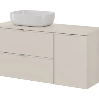 Set mobilier baie, dulap, cos de rufe integrat si lavoar, 120 cm Smile, Bella Cashmere, Comad, MDF/PAL laminat, casmir mat imagine
