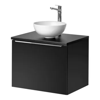 Set mobilier baie, dulap cu lavoar, 60 cm Domi, Santa Fe Black, Comad, MDF/PAL laminat, negru mat imagine