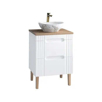 Set mobilier baie, dulap cu lavoar, 60 cm, Fiji White, Comad, MDF/PAL laminat, alb imagine