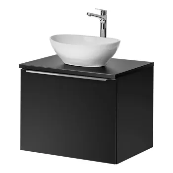 Set mobilier baie, dulap cu lavoar, 60 cm Lola, Santa Fe Black, Comad, MDF/PAL laminat, negru mat imagine