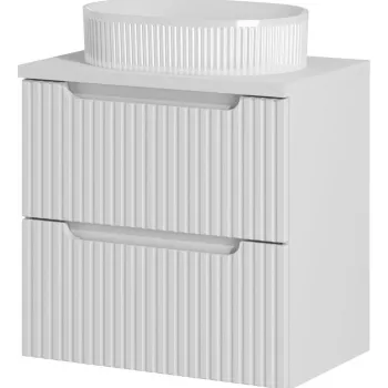 Set mobilier baie, dulap cu lavoar, 60 cm S Beyond, Nova White, Comad, MDF/PAL laminat, alb mat imagine