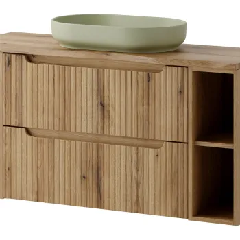 Set mobilier baie, dulap dublu cu lavoar, 120 cm, Nova Coast Evoke Oak, Comad, MDF/PAL laminat, stejar coast evoke imagine