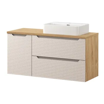 Set mobilier baie, dulap dublu cu lavoar, 120 cm S Un Trust , Luxor Beige, Comad, MDF/PAL laminat, stejar imagine