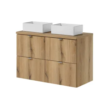 Set mobilier baie, dulap dublu si 2 lavoare, 100 cm S Un Gaja, Nova Oak, Comad, PAL laminat, stejar coast evoke imagine