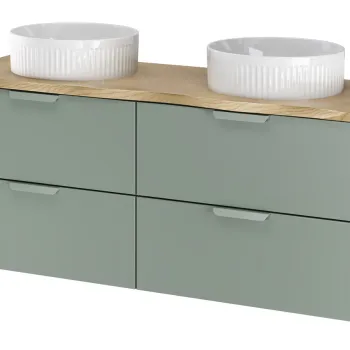 Set mobilier baie, dulap dublu si 2 lavoare, 120 cm Beyond, Aster Green Cremona, Comad, MDF/PAL laminat, verde mat imagine
