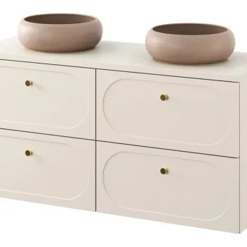 Set mobilier baie, dulap dublu si 2 lavoare, 120 cm, Donna Sand, Comad, MDF/PAL laminat, nisipiu imagine