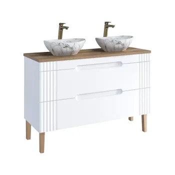 Set mobilier baie, dulap dublu si 2 lavoare, 120 cm, Fiji White, Comad, MDF/PAL laminat, alb imagine