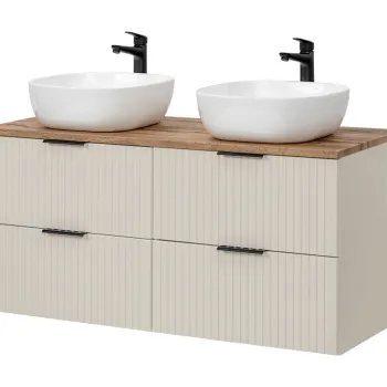 Set mobilier baie, dulap dublu si 2 lavoare, 120 cm Wotan Smile, Adel Cashmere, Comad, MDF/PAL laminat, casmir mat imagine