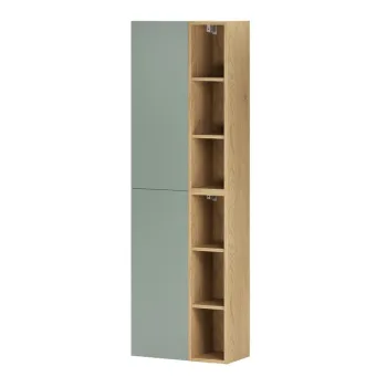 Set mobilier baie, dulap inalt cu usi si rafturi, 2SP 2UR, Aster Green, Comad, PAL laminat, verde mat/stejar cremona imagine
