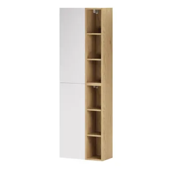 Set mobilier baie, dulap inalt cu usi si rafturi, 2SP 2UR, Aster White, Comad, PAL laminat, alb mat/stejar cremona imagine