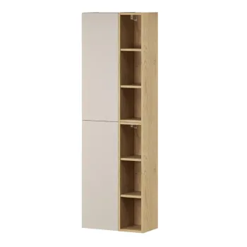 Set mobilier baie, dulap inalt cu usi si rafturi, 2SP 2UR, Dalia Cashmere, Comad, PAL laminat, casmir mat/stejar cremona imagine