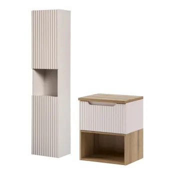 Set mobilier baie Nova Cashmere 50 cm, dulap inalt si masca lavoar, Comad, MDF/PAL, casmir imagine