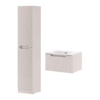 Set mobilier baie Nova Cashmere 50 cm, dulap suspendat si masca cu lavoar, Comad, MDF/PAL, casmir imagine