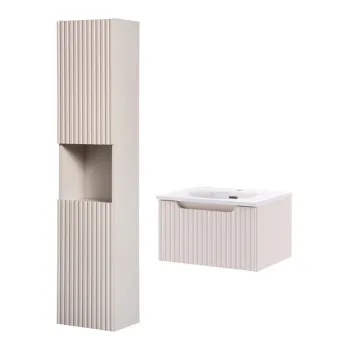 Set mobilier baie Nova Cashmere 50 cm HC, dulap suspendat si masca cu lavoar, Comad, MDF/PAL, casmir imagine