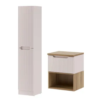 Set mobilier baie Nova Cashmere 50 cm LR HCLB, dulap suspendat si masca cu lavoar, Comad, MDF/PAL, casmir imagine
