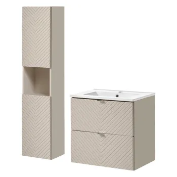 Set mobilier baie Viva Cashmere Dance 60 cm, dulap inalt si masca cu lavoar, Comad, MDF/PAL, casmir imagine