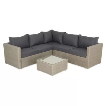 Set mobilier pentru gradina/terasa, Casaboa, coltar + masa, aluminiu/fibre sintetice, natur/gri imagine