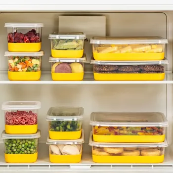Set organizatoare frigider, Hermia, 964FRM3433, Dimensiune: 10,5 x 21,5 x 6,5 cm / 1000 ml (4 bucati) , Galben imagine