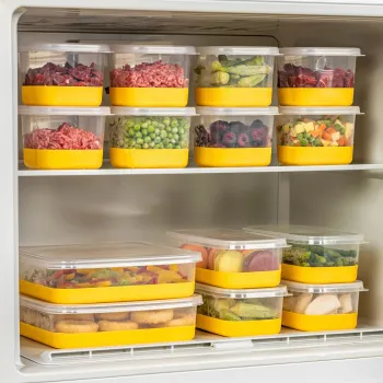 Set organizatoare frigider, Hermia, 964FRM3435, Dimensiune: 10,5 x 21,5 x 6,5 cm / 1000 ml (4 bucati) , Galben imagine