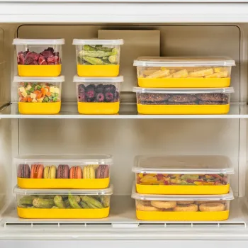 Set organizatoare frigider, Hermia, 964FRM3438, Dimensiune: 10,5 x 21,5 x 6,5 cm / 1000 ml (2 bucati) , Galben imagine