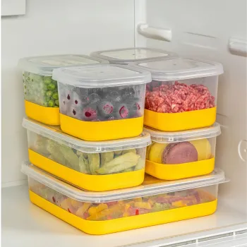 Set organizatoare frigider, Hermia, 964FRM3443, Dimensiune: 10,5 x 21,5 x 6,5 cm / 1000 ml (2 bucati), Galben imagine