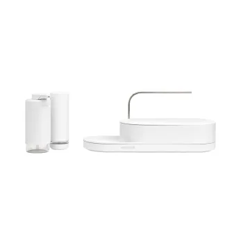 Set organizator chiuveta si dozator sapun 3 piese, Brabantia, SinkStyle Mineral, 35x13x16 cm, plastic, alb imagine