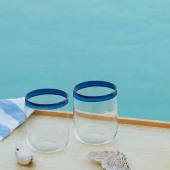 Set pahare, Hermia, 127RKL1196, Transparent / Albastru imagine