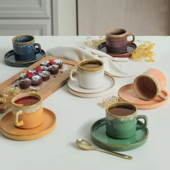 Set pahare pentru ceai, Keramika, 275KRM1987, 100% CERAMICA / , Nu absoarbe apa, Multicolor imagine