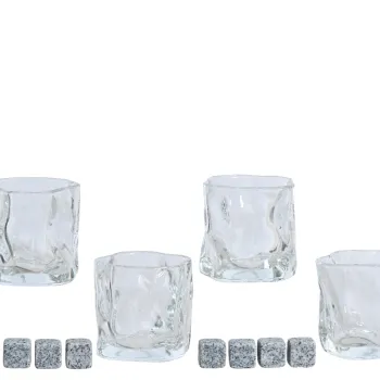 Set pahare si cuburi pentru whisky 12 piese, Decoris, sticla, argintiu imagine