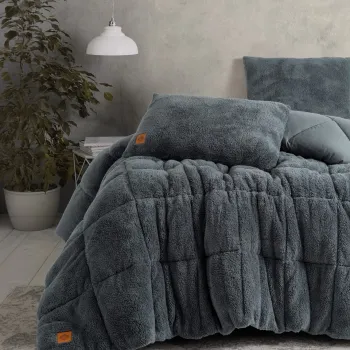 Set pilota si perna, Pelus - Grey, Cotton Box, Poliester imagine