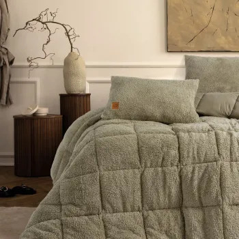 Set pilota si perna, Pelus - Stone, Cotton Box, Poliester imagine