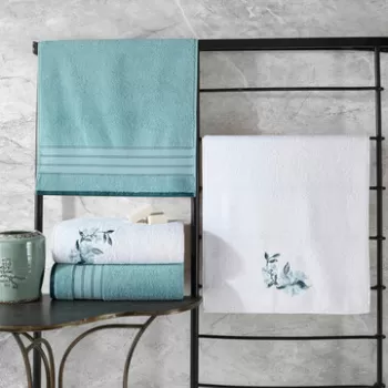 Set prosoape (4 bucati), Cotton Box, HAMAM SETI COLORFUL, Bumbac, Menta/Alb imagine