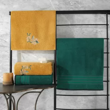 Set prosoape (4 bucati), Cotton Box, HAMAM SETI COLORFUL, Bumbac, Verde galben imagine