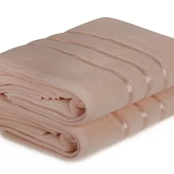 Set prosoape de baie (2 bucati), Hobby, Dolce, Microbumbac, Roz somon imagine