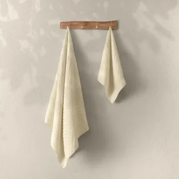 Set prosoape de baie 2 piese, Elliott, 1029A-033-1, Bumbac, Crem imagine