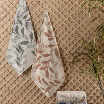 Set prosoape de baie, Cotton Box, Karian Asorti, Bumbac/Poliester, Maro / Gri / Albastru imagine