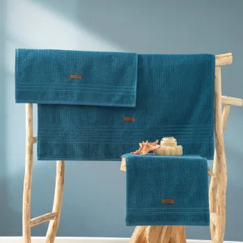 Set prosoape de baie, Cotton Box, Wellness, Bumbac, Albastru petrol imagine