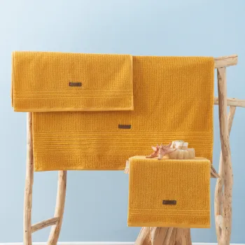 Set prosoape de baie, Cotton Box, Wellness, Bumbac, Galben imagine