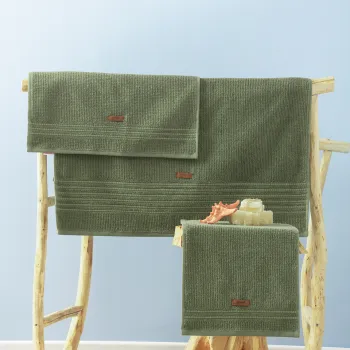 Set prosoape de baie, Cotton Box, Wellness, Bumbac, Verde imagine