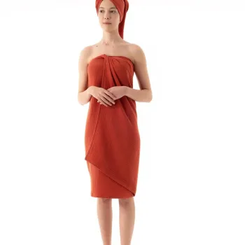 Set prosoape de baie, DC Home, Muslin, Bumbac, Caramiziu imagine