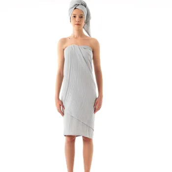 Set prosoape de baie, DC Home, Muslin, Bumbac, Gri imagine