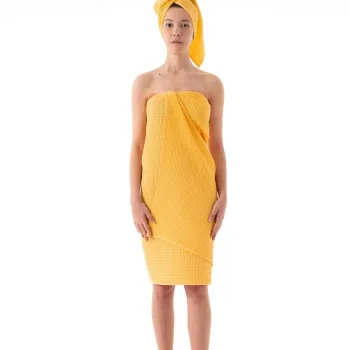 Set prosoape de baie, DC Home, Waffle, Bumbac, Galben imagine