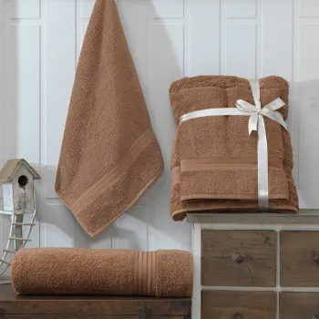 Set prosoape de baie, Eponj Home, DS, Bumbac, Maro imagine