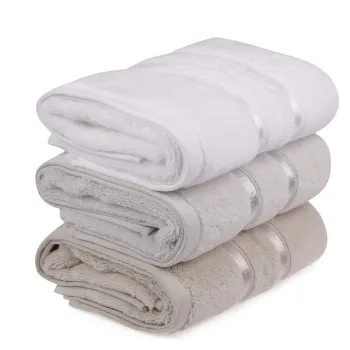 Set prosoape de baie, Hobby, Dolce, Microbumbac, Alb / Albastru deschis / Maro deschis imagine