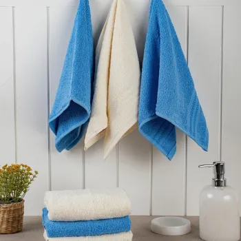 Set prosoape de baie, Hobby, Rainbow, Bumbac, Albastru / Crem imagine