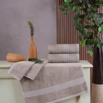 Set prosoape de baie, L'essentiel Maison, Delux, Cappuccino imagine