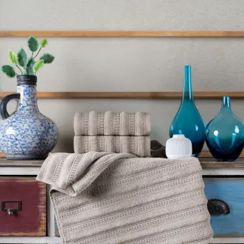 Set prosoape de baie, L'essentiel Maison, Nora, Cappuccino imagine