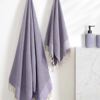 Set prosoape de baie, L'essentiel Maison, Retro, Bumbac, Mov imagine