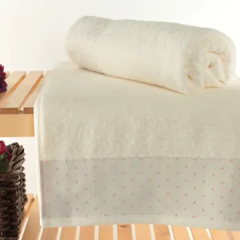 Set prosoape de baie, Saheser, Pitircik, Bumbac, Ecru / Crem imagine